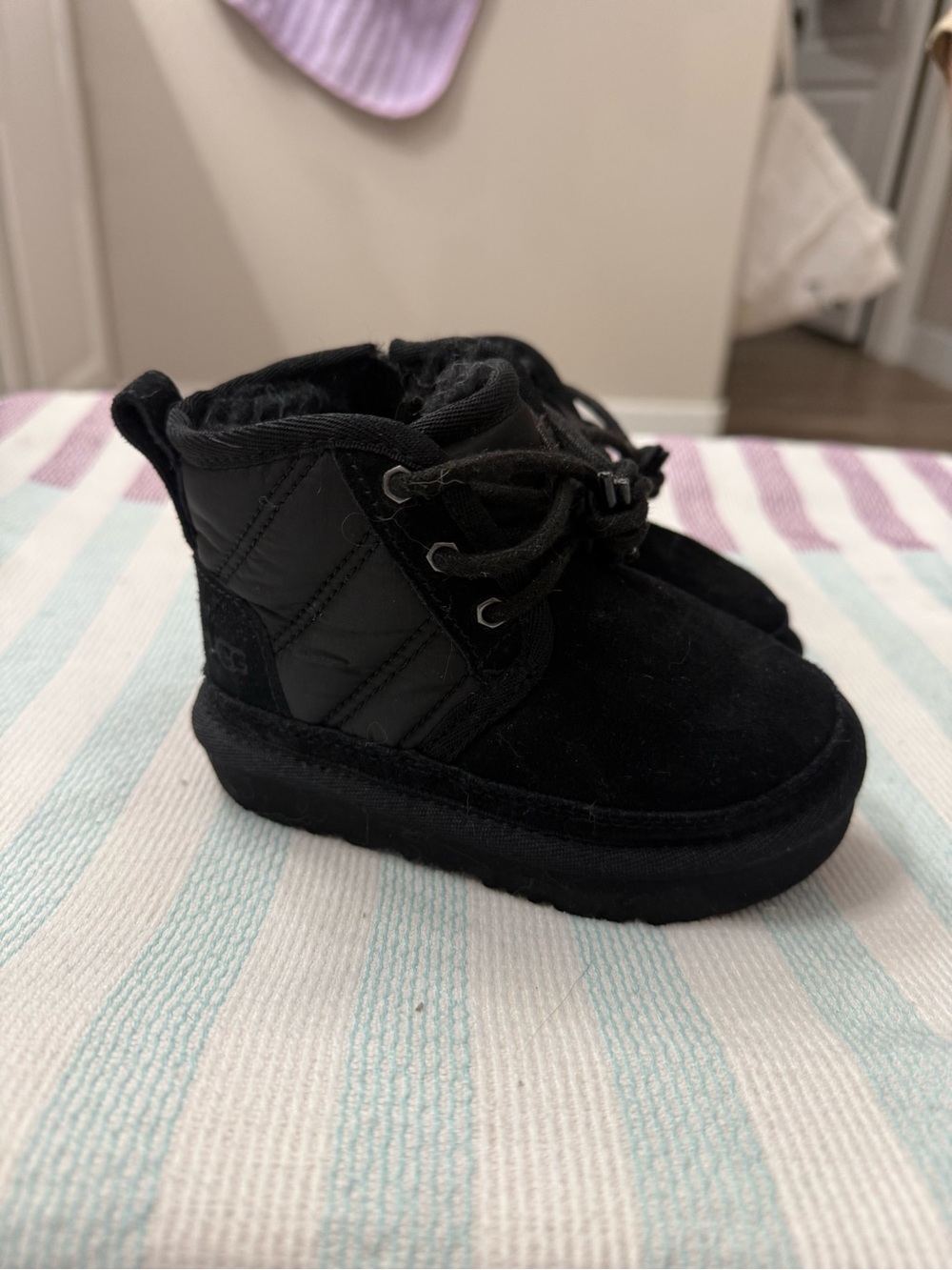UGG Kids Black Lace-Up Cozy Boots